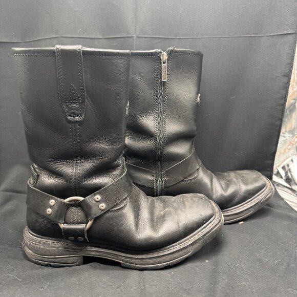 Vintage Men\'s Black Harley Davidson Leather Biker Boots Model 96015 Size 7.5 main image 8